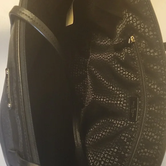 Kate Spade Black Glitter Stripe Tote - Picture 3 of 4